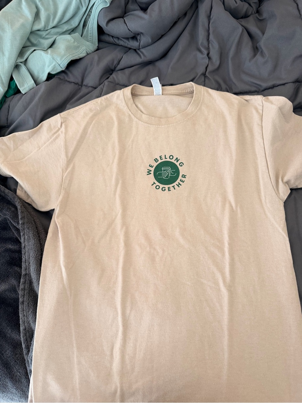 We Belong Together Starbucks Graphic Crewneck T-Shirt - Beige